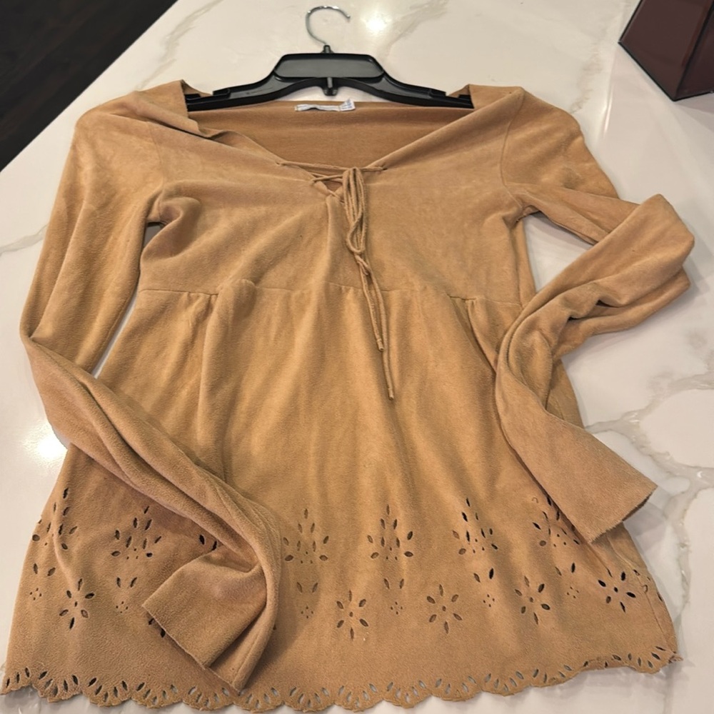 Zara tan suede shirt M